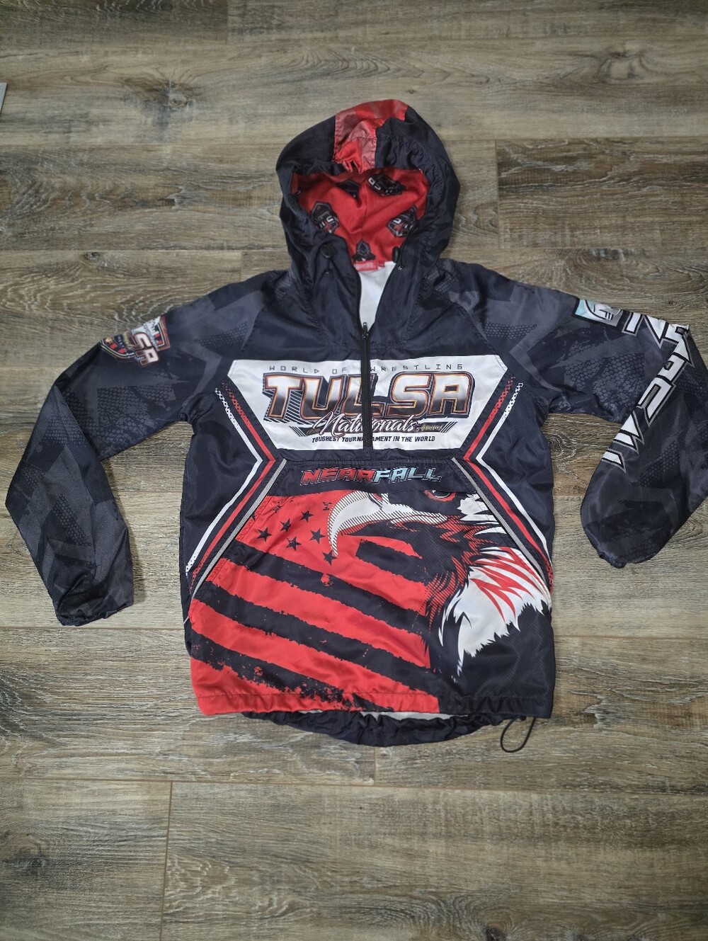 Nearfall World of Wrestling Mens YXL 66TH Tulsa Nationals 1/4 Zip Pullover Eagle